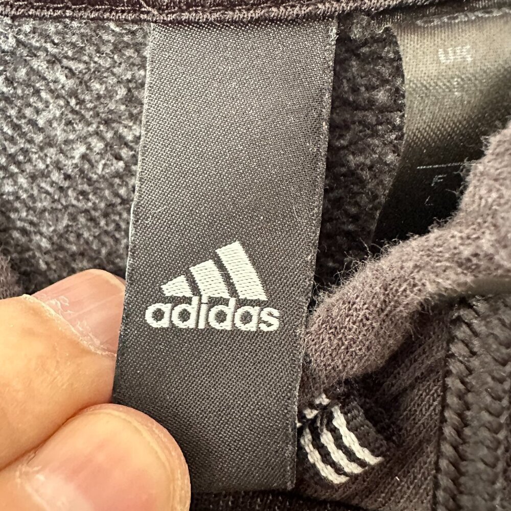 ADIDAS MEN'S GRAY & DARK GRAY HOODIE THREE -STRIPES ON THE CUFFS, L (LARGE) - Picture 4 of 13